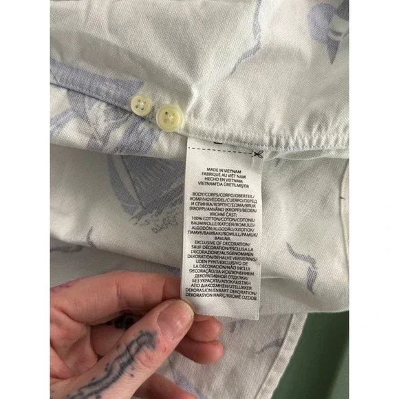 Polo Ralph Lauren Mens Sailboat Polo Bear Print Short Sleeve Shirt White 2TG NWT - Picture 7 of 9